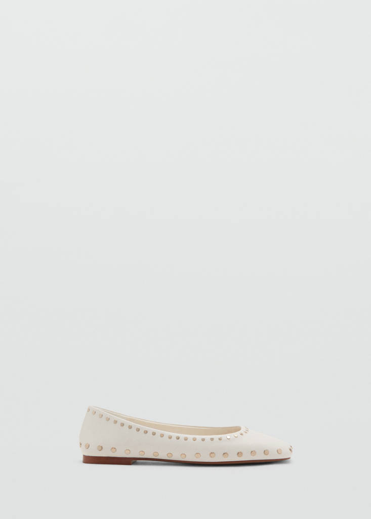 Studded ballet flats — White