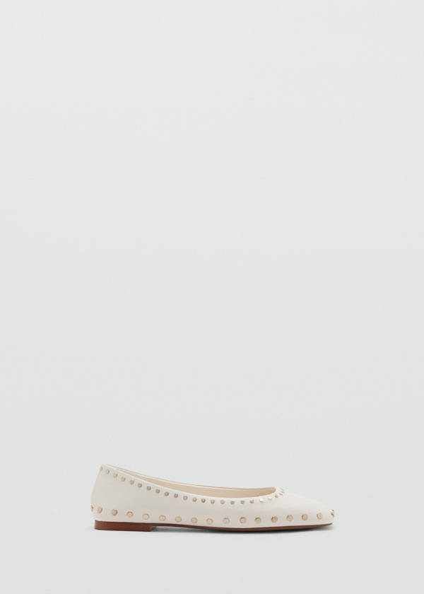 Studded ballet flats — White