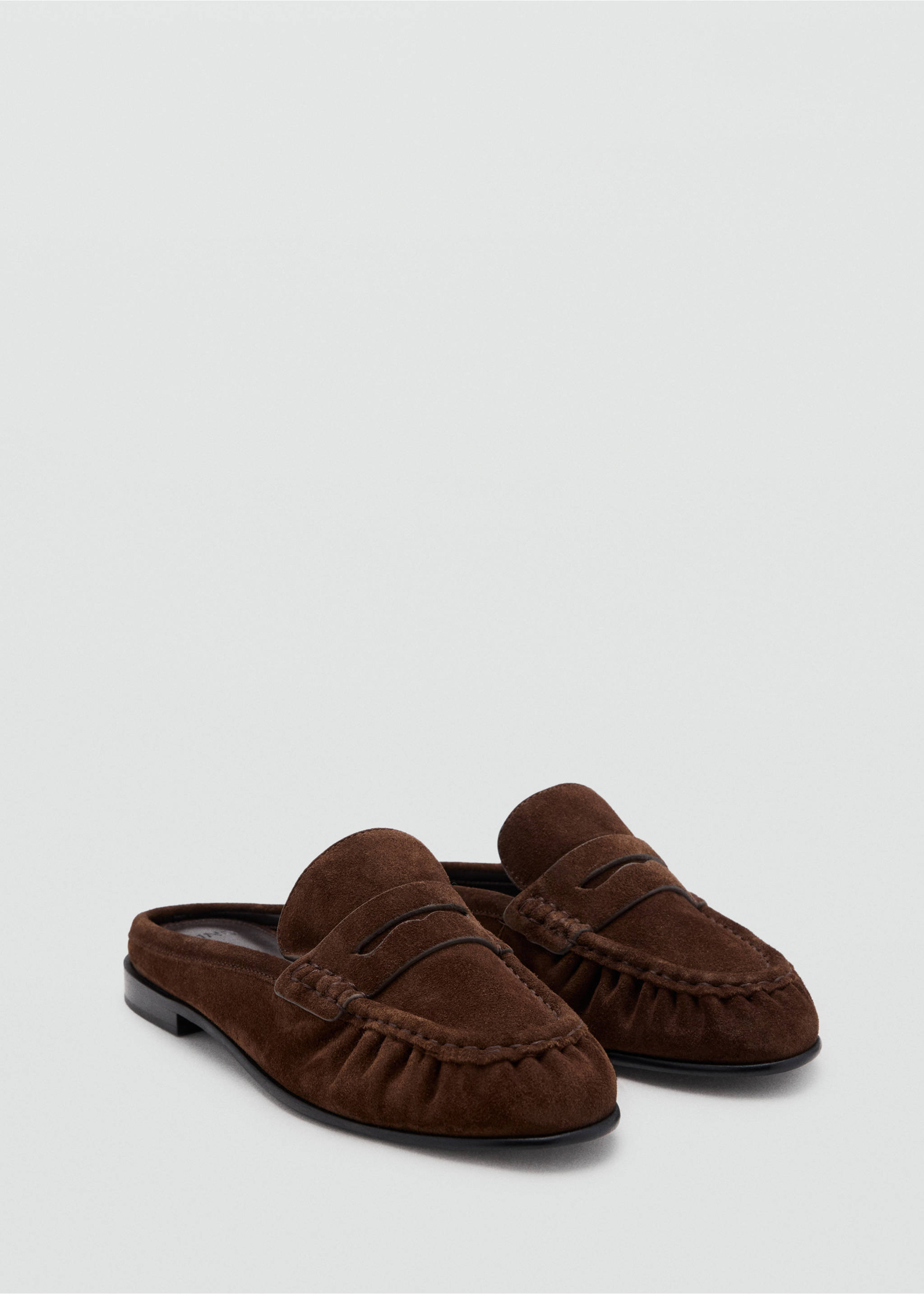 Backless suede loafer - Medium plane, Chocolate. Ref: 37034102-00.