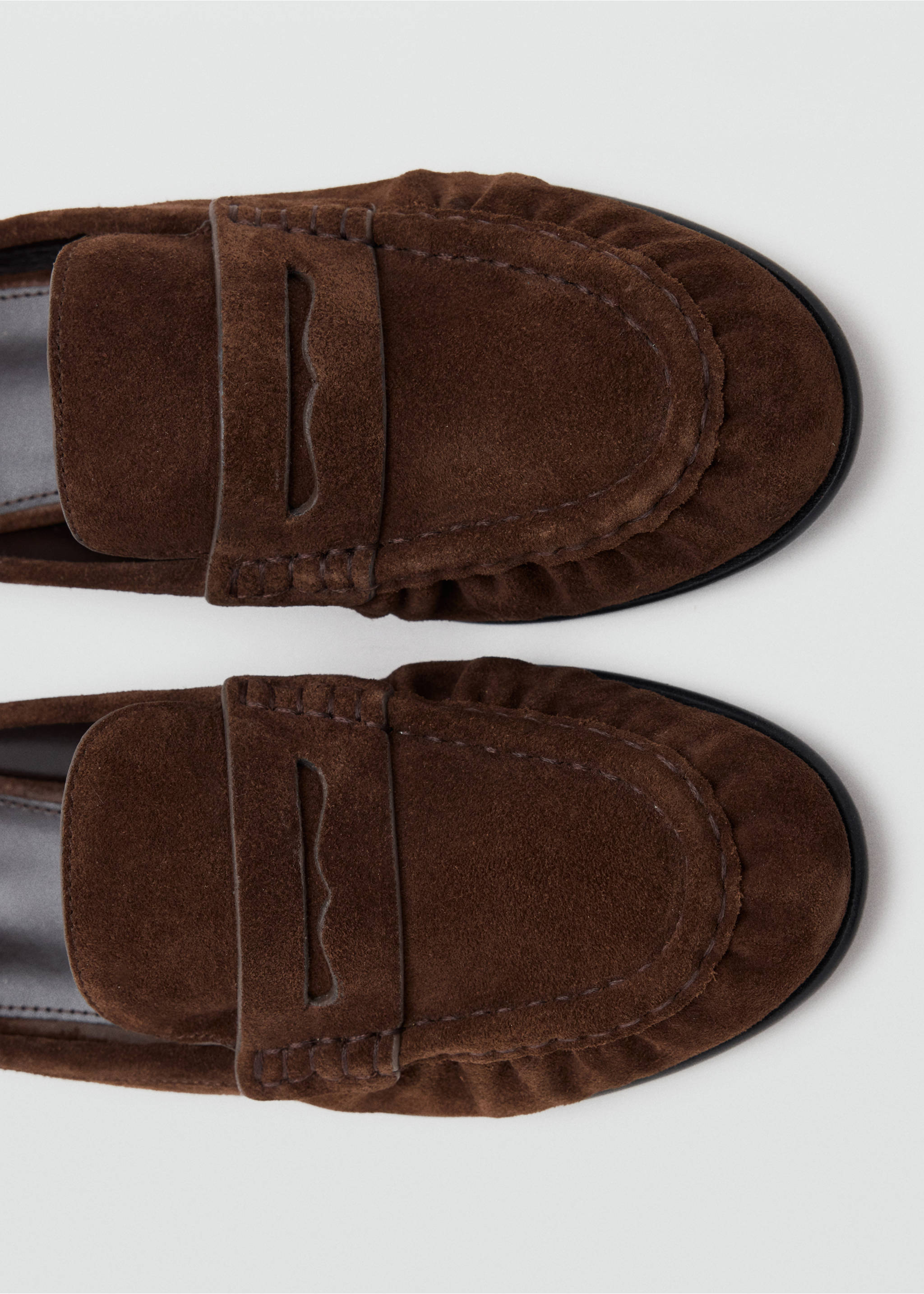 Backless suede loafer - Details of the article 2, Chocolate. Ref: 37034102-00.