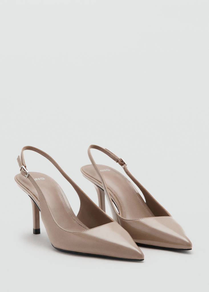 Patent heeled shoes — Nude