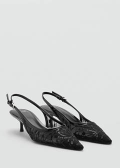 Kitten-heel shoes embroidered with sequins — Black 4
