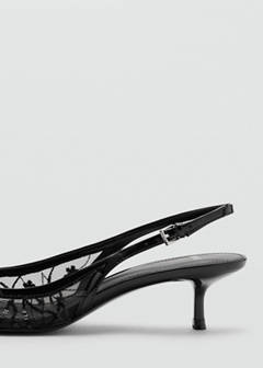 Kitten-heel shoes embroidered with sequins — Black 5