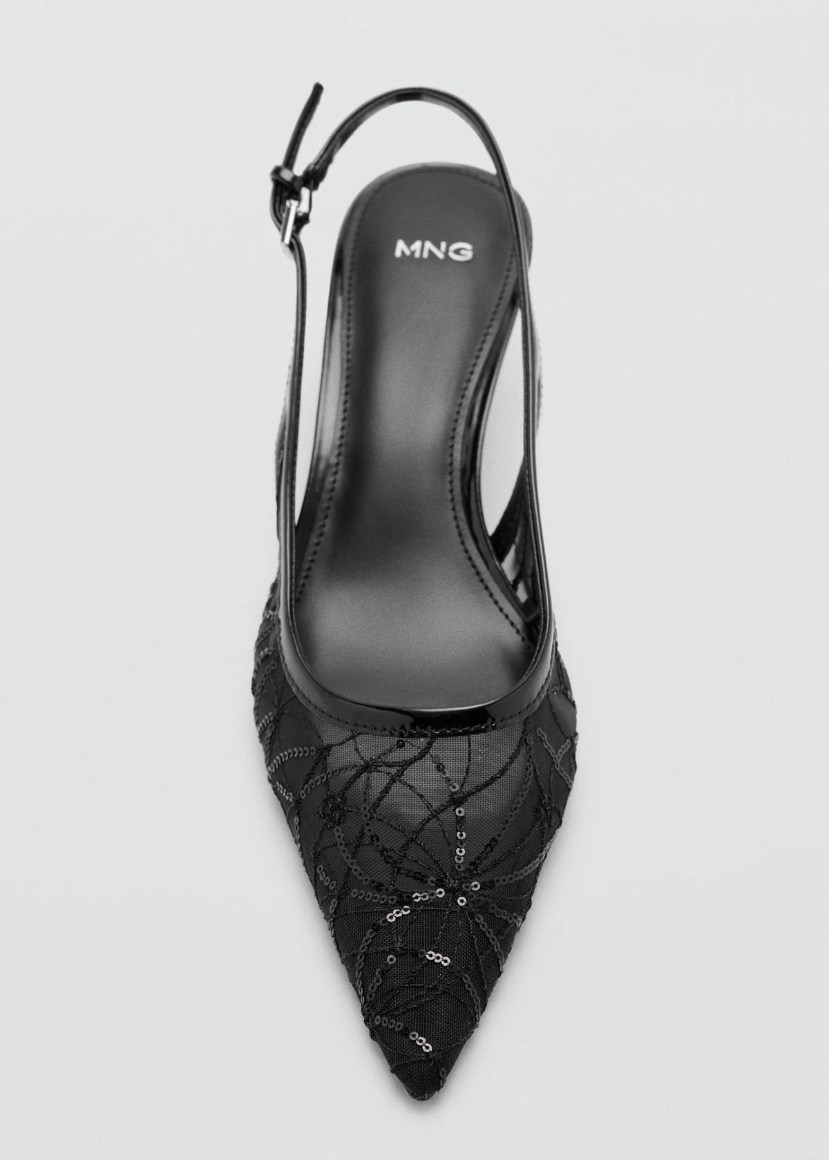 Kitten-heel shoes embroidered with sequins — Black