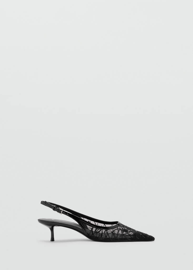 Kitten-heel shoes embroidered with sequins — Black