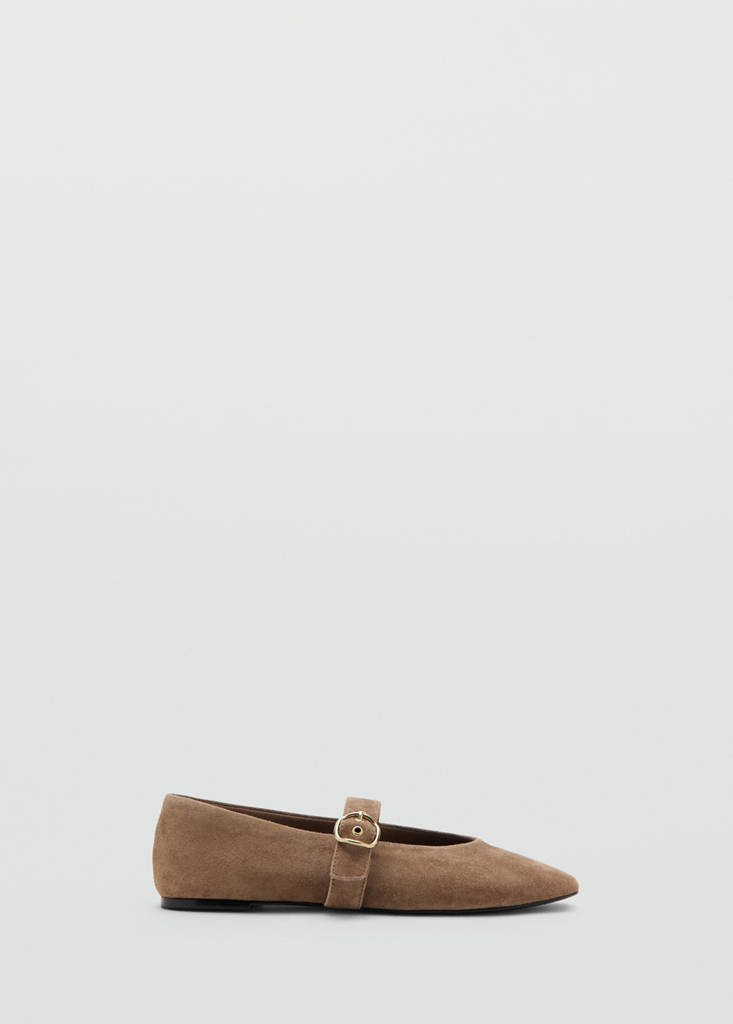 Mango Ballerines Suède Boucle In Sable