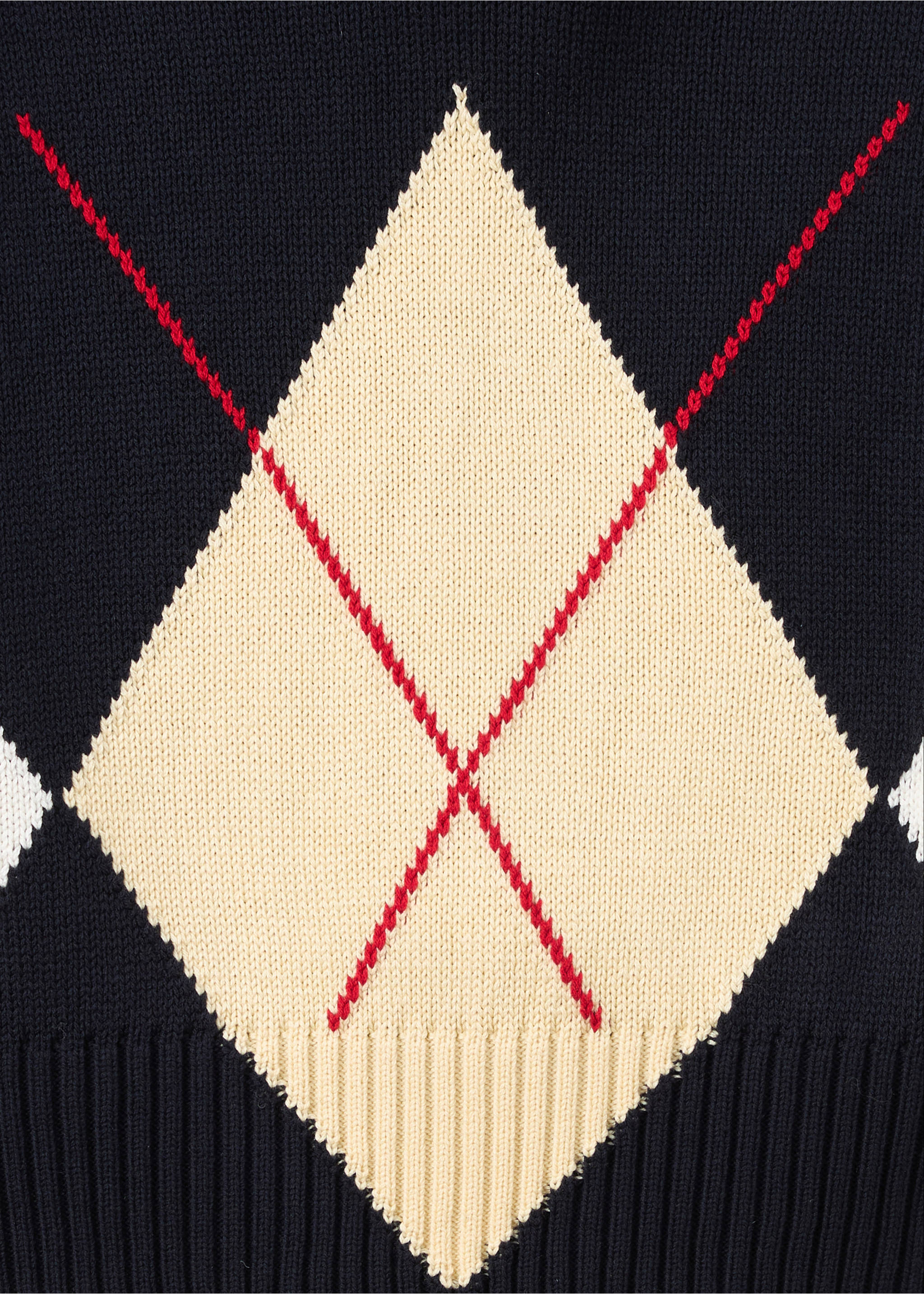 Argyle polo-neck sweater - Details of the article 8, Navy. Ref: 37034107-00.