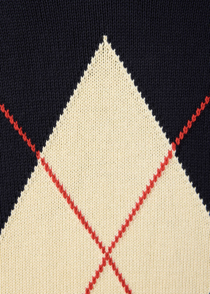 Polo neck argyle jumper — Navy