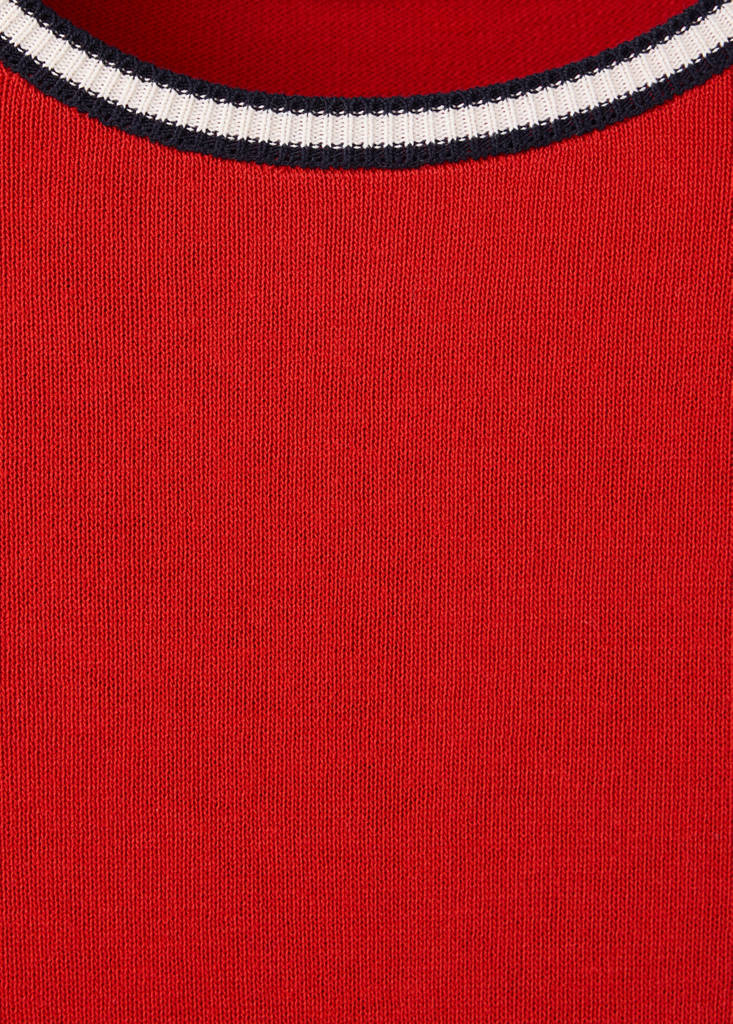 Short-sleeved sweater with contrasting stripes — Red