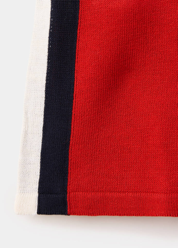 Short-sleeved sweater with contrasting stripes — Red
