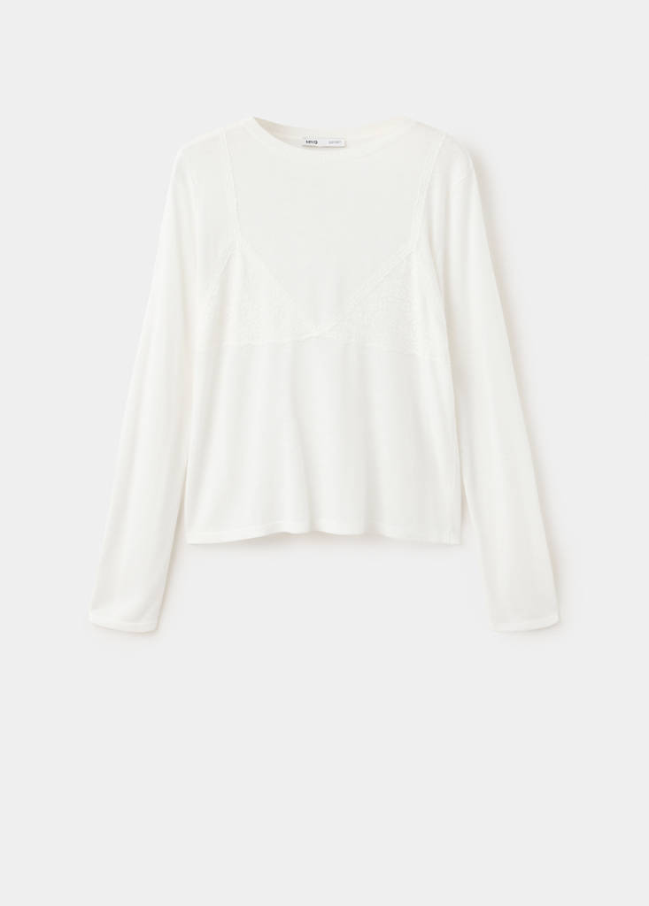 Lace bralette sweater — White