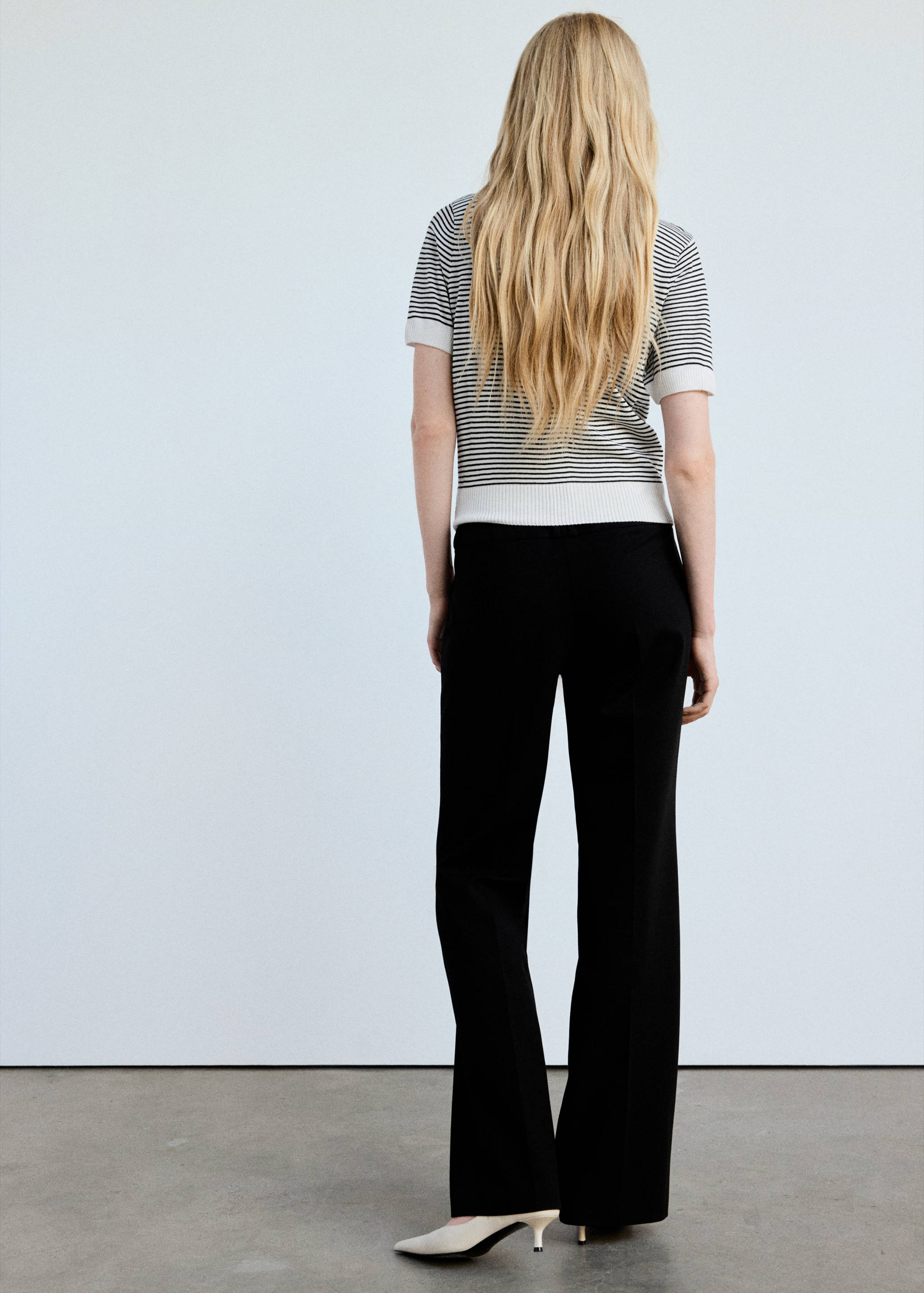 Striped fine-knit polo shirt - Reverse of the article