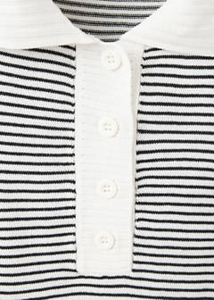 Striped fine-knit polo shirt — Ecru 5
