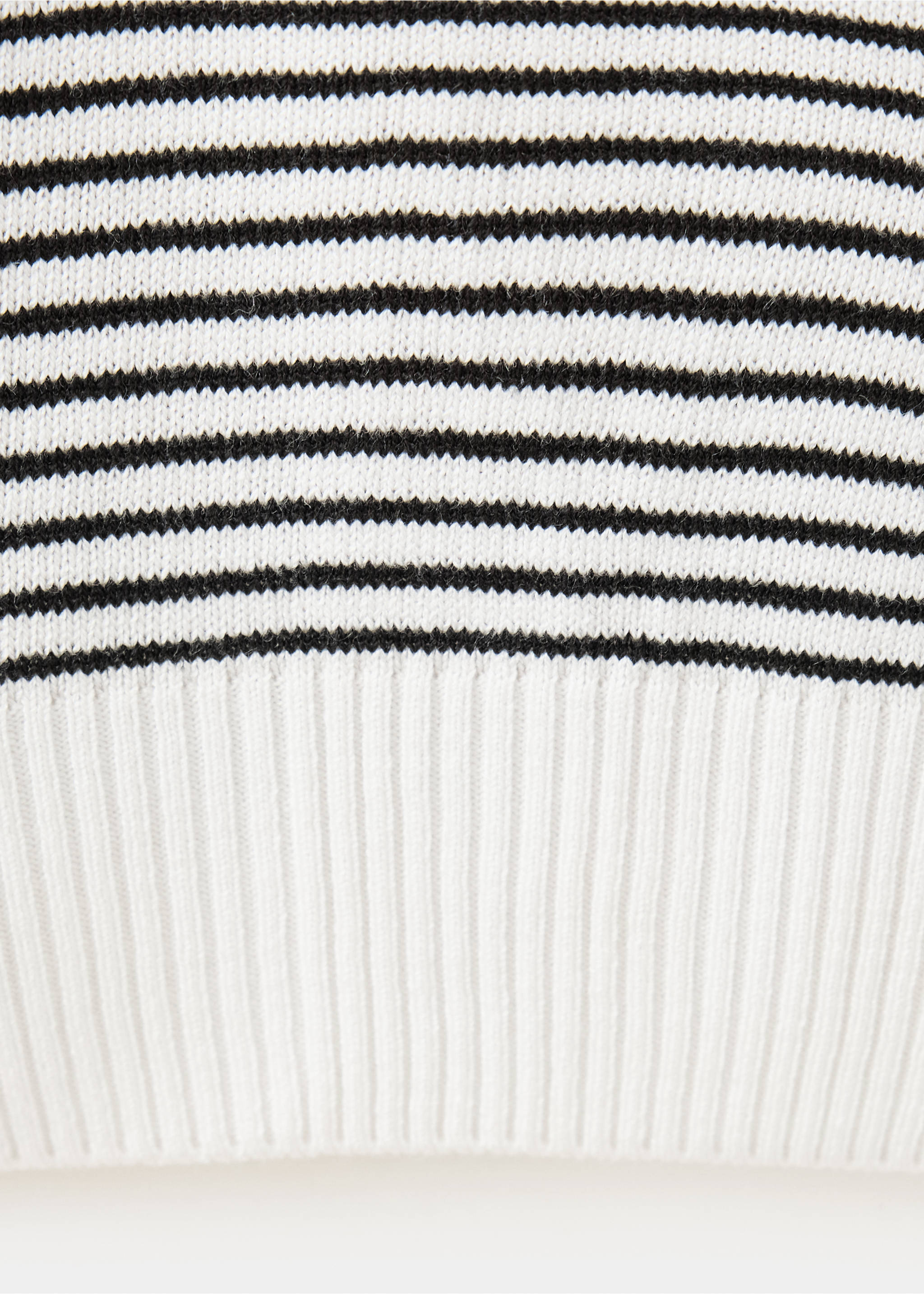 Striped fine-knit polo shirt - Details of the article 0, Ecru. Ref: 37034110-00.