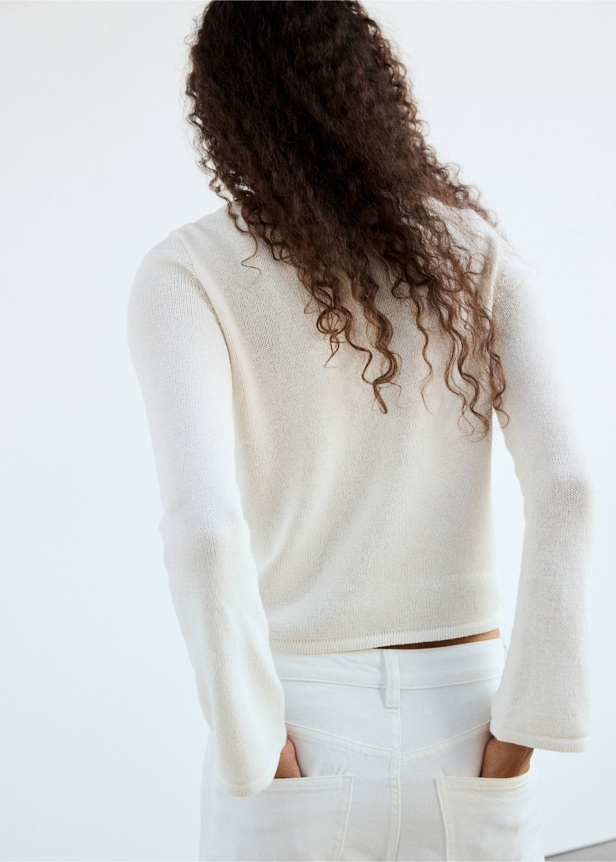 Boat-neck knitted sweater - Reverse of the article, Ecru. Ref: 37034111-00.