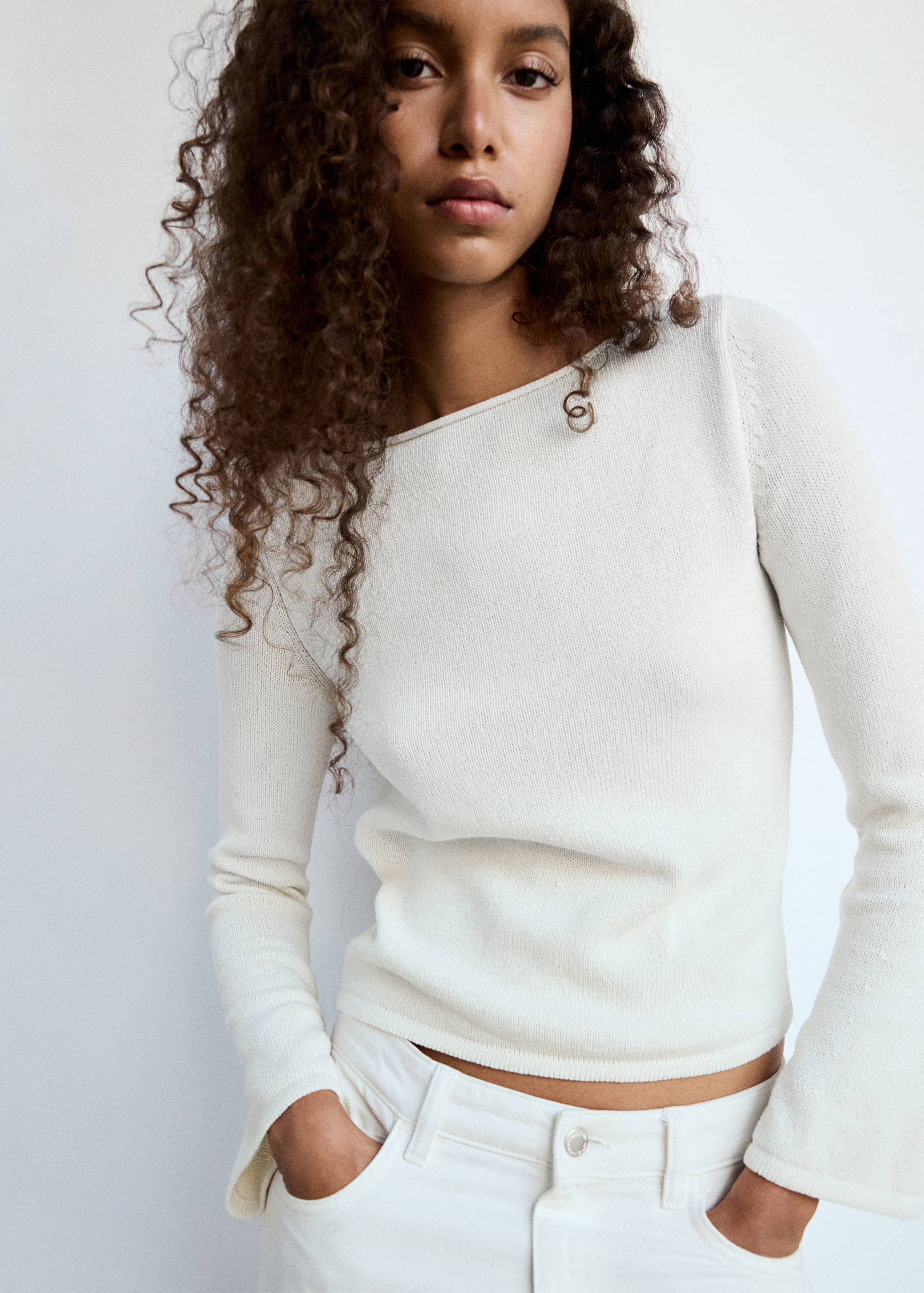 Boat-neck knitted sweater - Details of the article 1