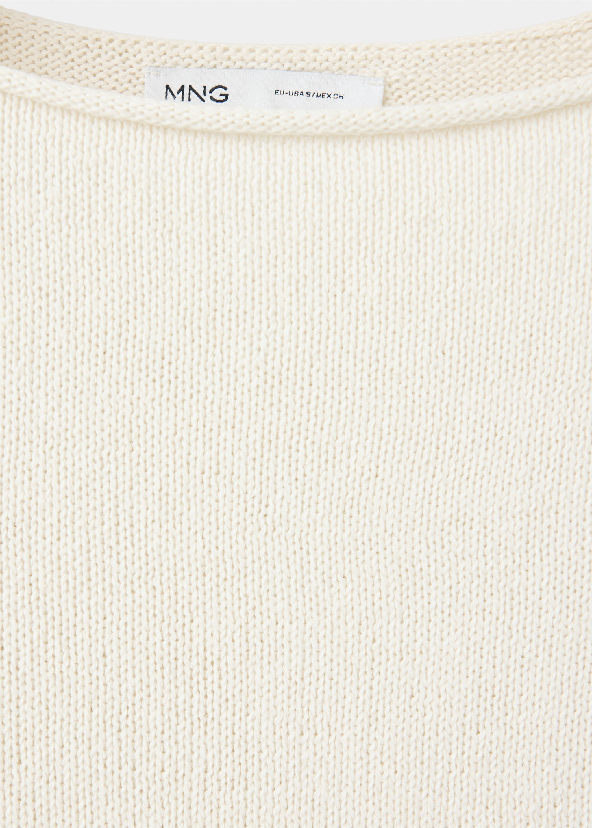 Boat-neck knitted sweater - Details of the article 8, Ecru. Ref: 37034111-00.