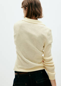 Textured knit polo neck sweater — Yellow 3