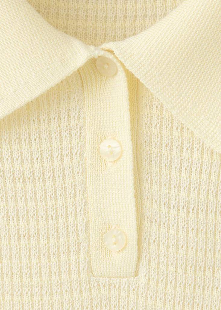 Textured knit polo neck sweater — Yellow