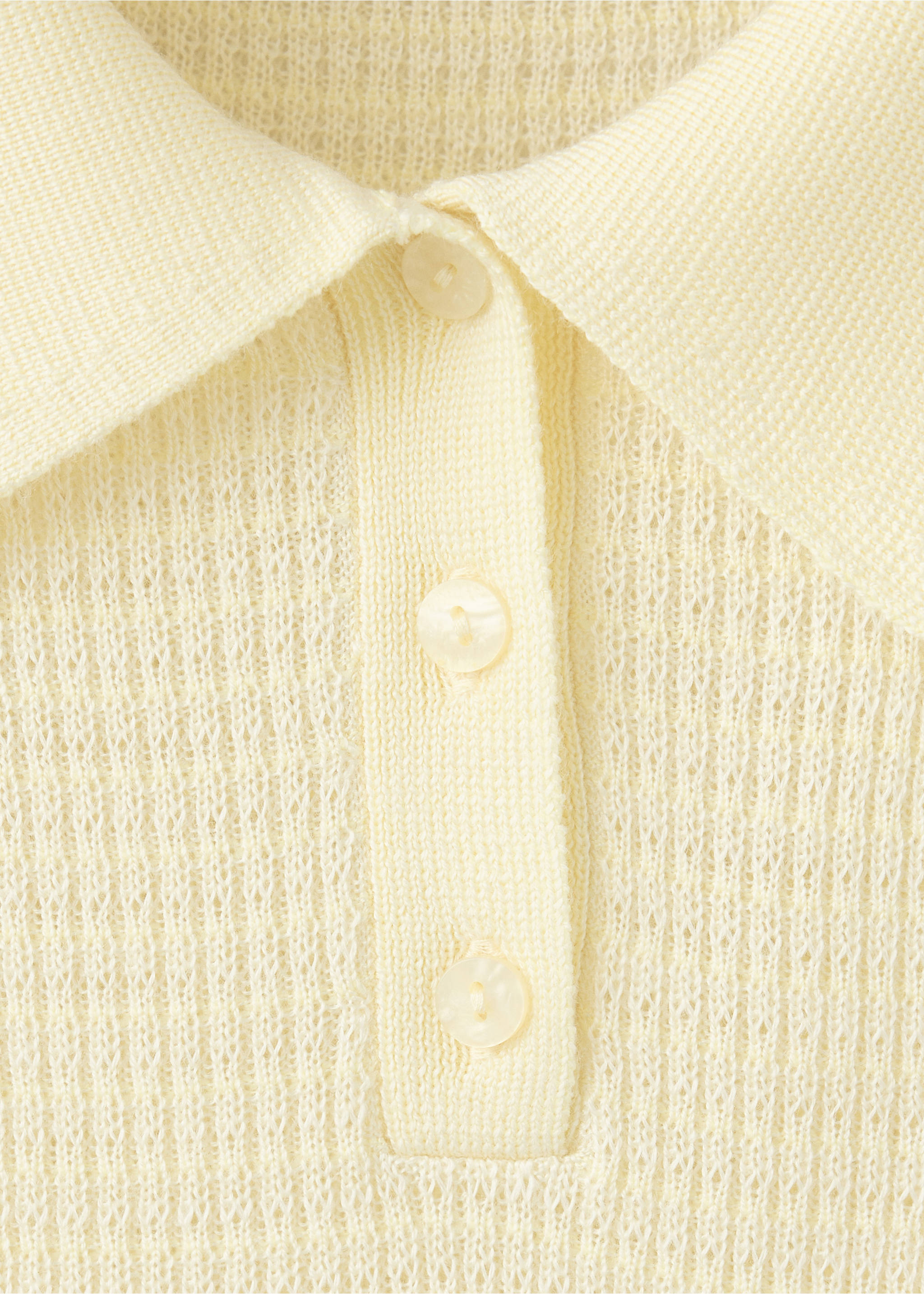 Textured knit polo neck sweater - Details of the article 8, Yellow. Ref: 37034112-00.