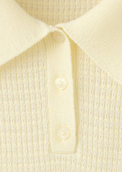 Textured knit polo neck sweater — Yellow 6
