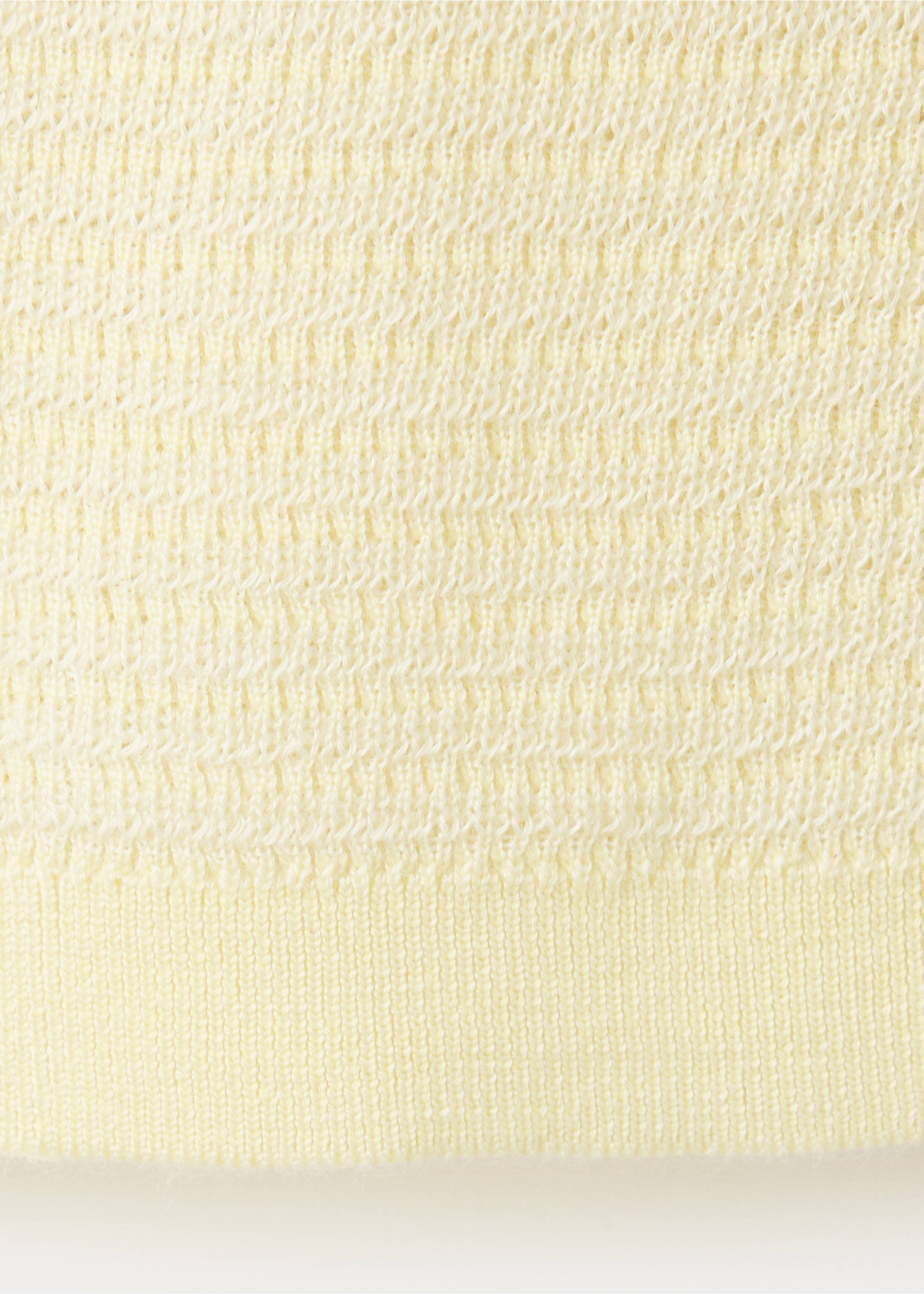 Textured knit polo neck sweater - Details of the article 0, Yellow. Ref: 37034112-00.