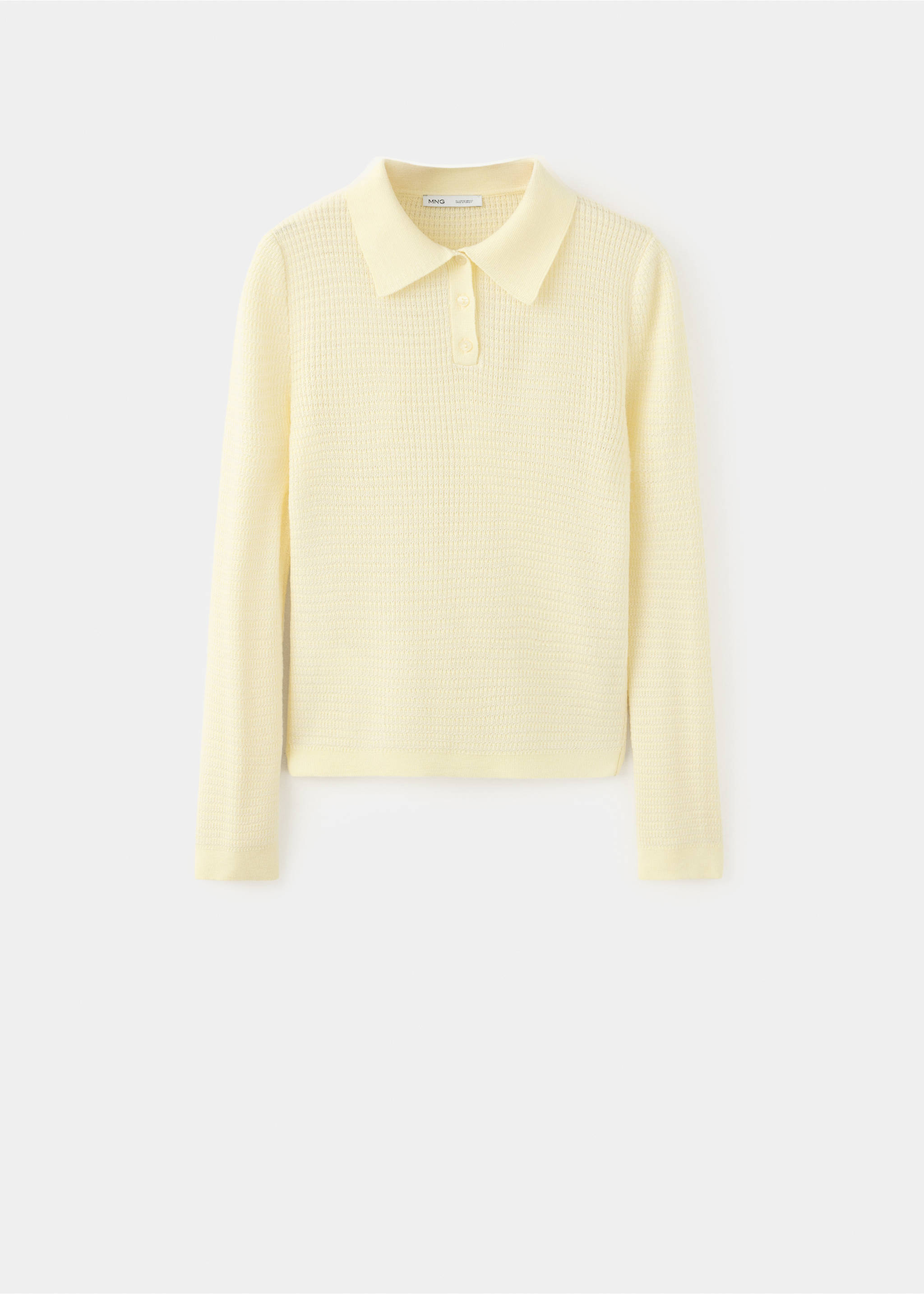 Textured knit polo neck sweater - Article without model, Yellow. Ref: 37034112-00.