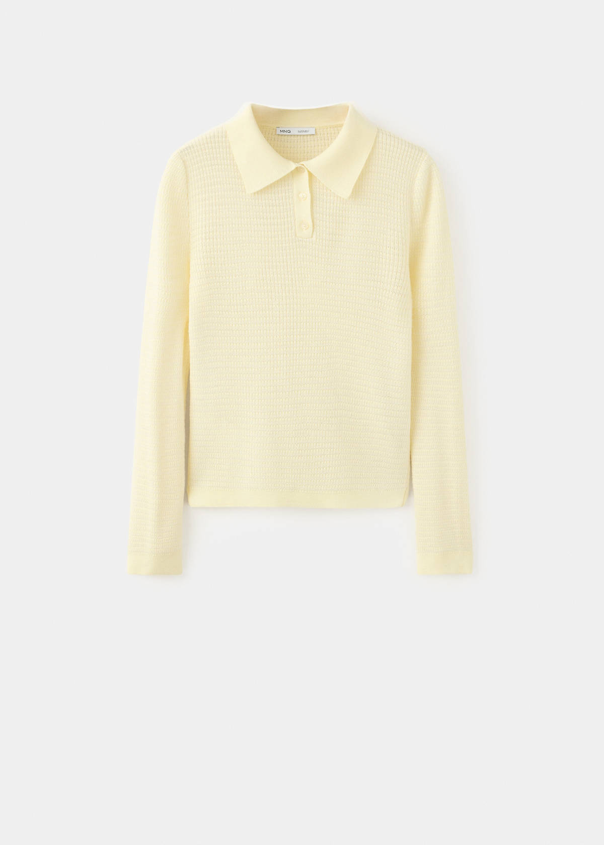 Textured knit polo neck sweater — Yellow