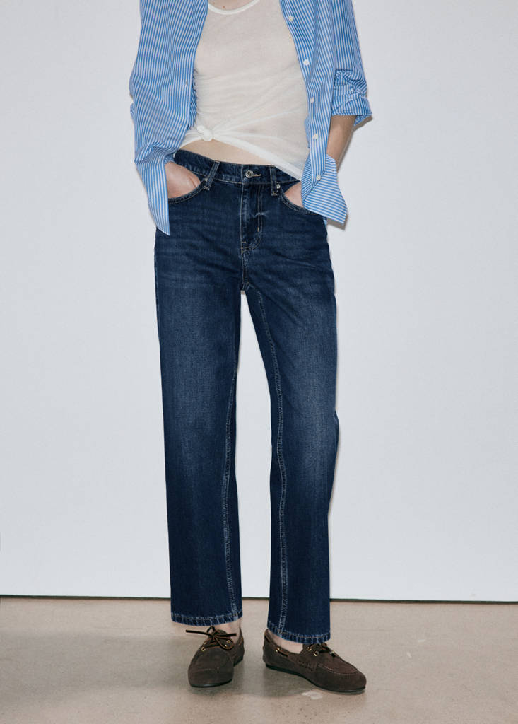 Mid-rise straight jeans — Dark Blue
