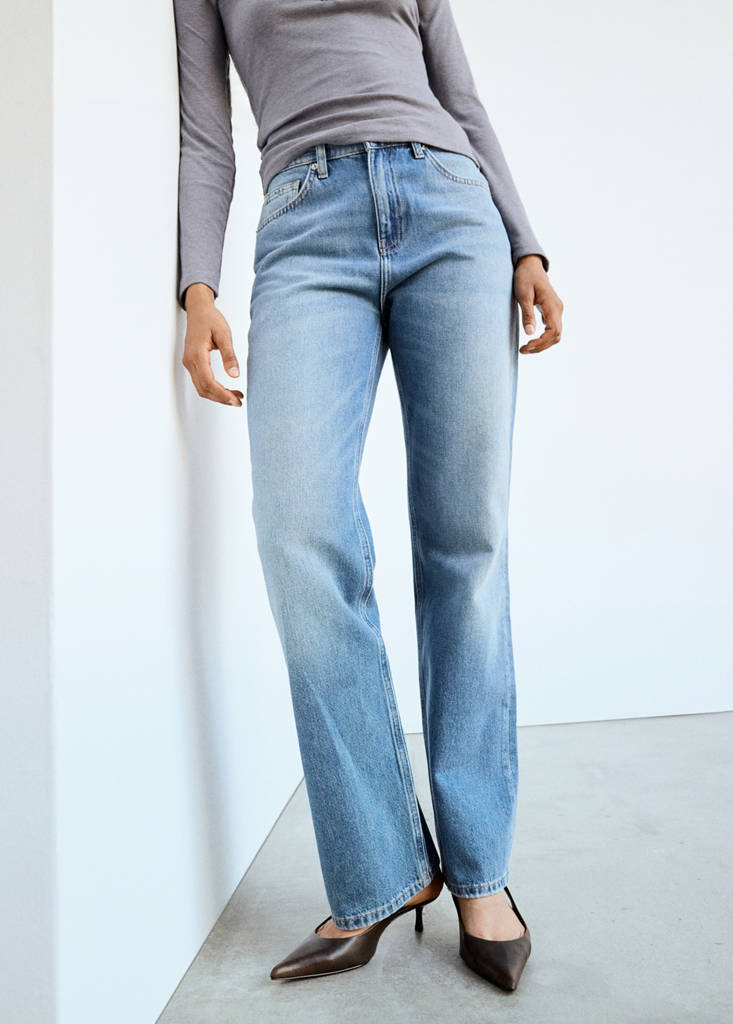 Matilda high-rise straight jeans — Medium Blue