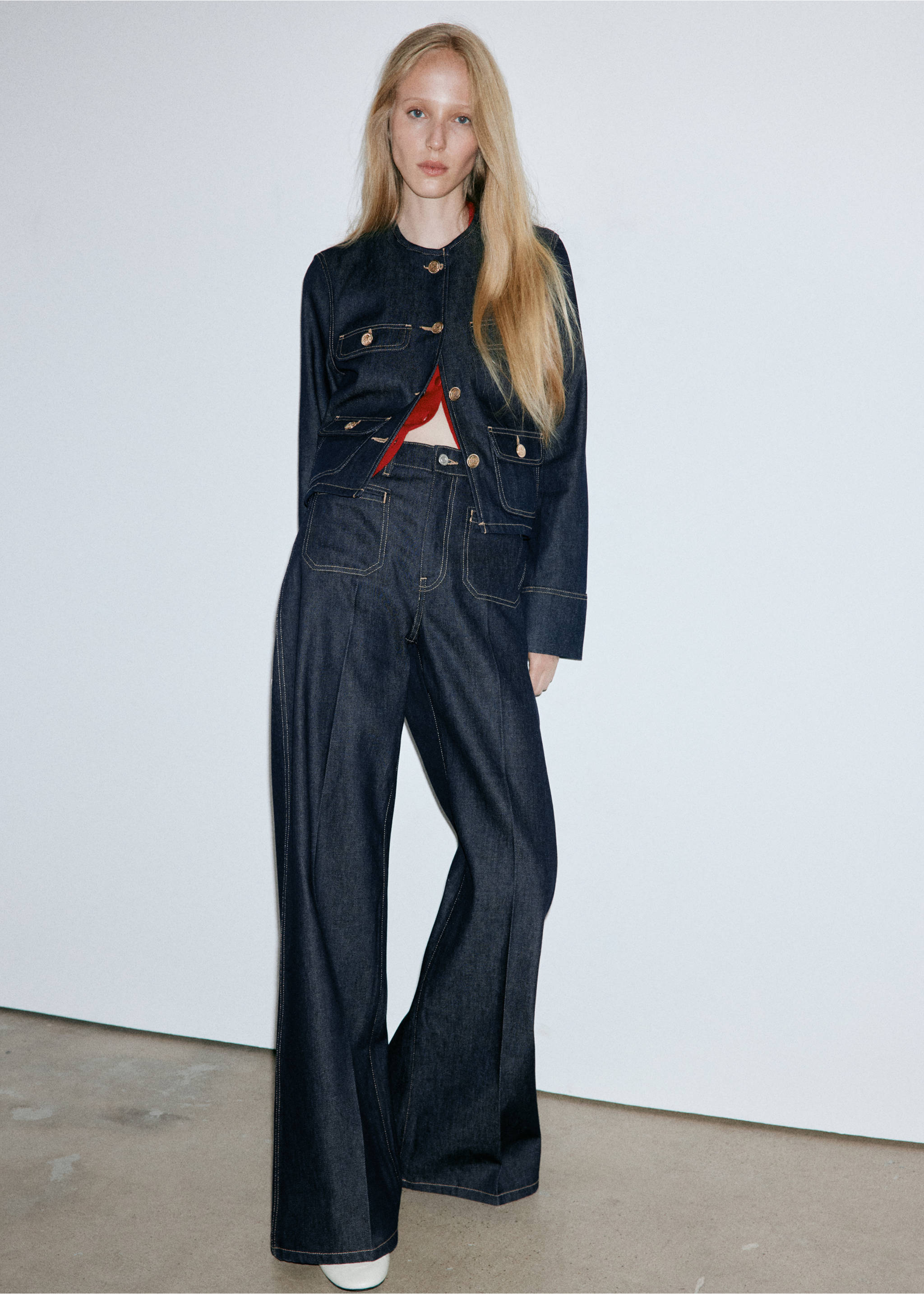 Wide leg jeans with pockets - General plane, Open Blue. Ref: 37034119-01.