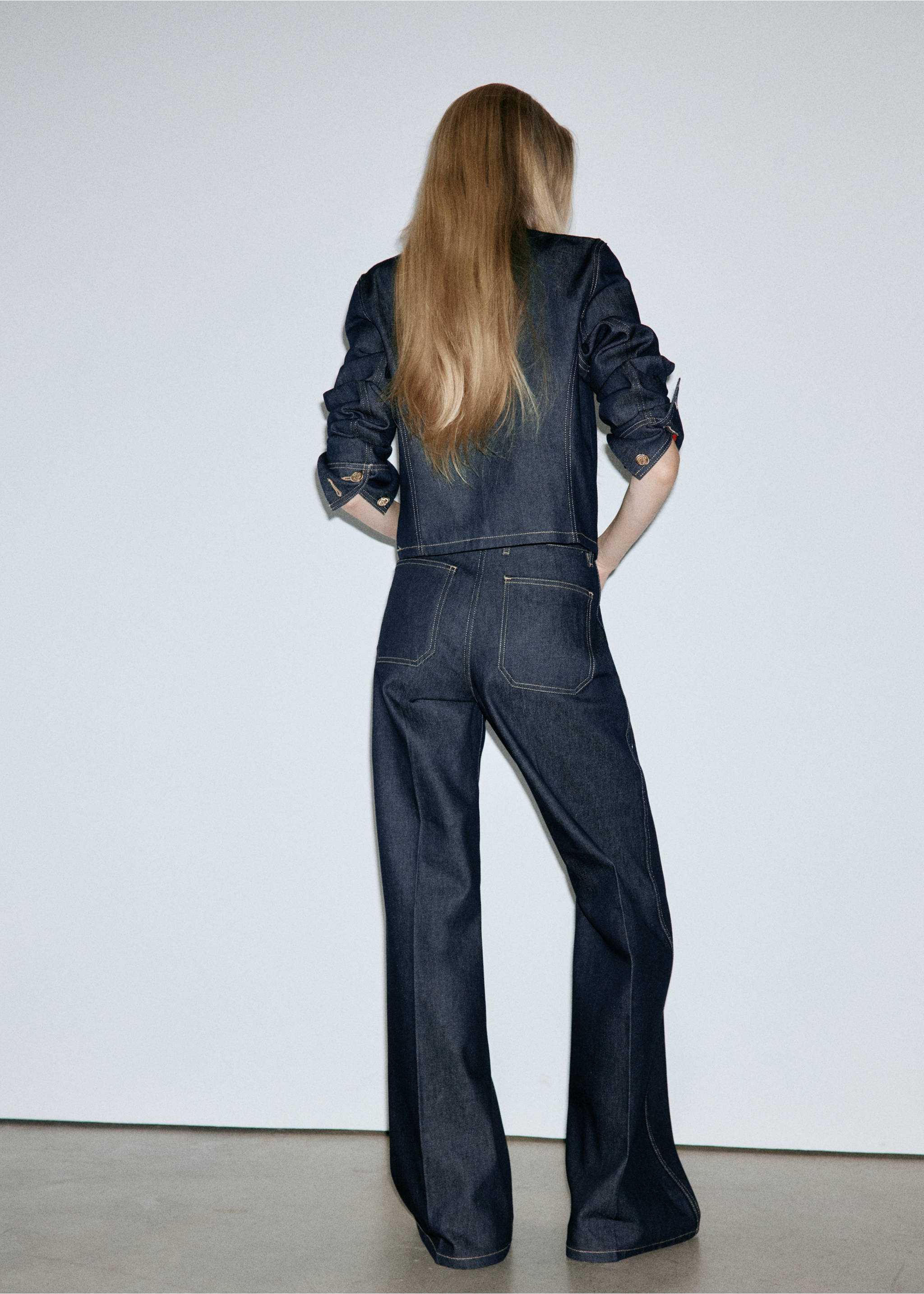 Wide leg jeans with pockets - Reverse of the article, Open Blue. Ref: 37034119-01.