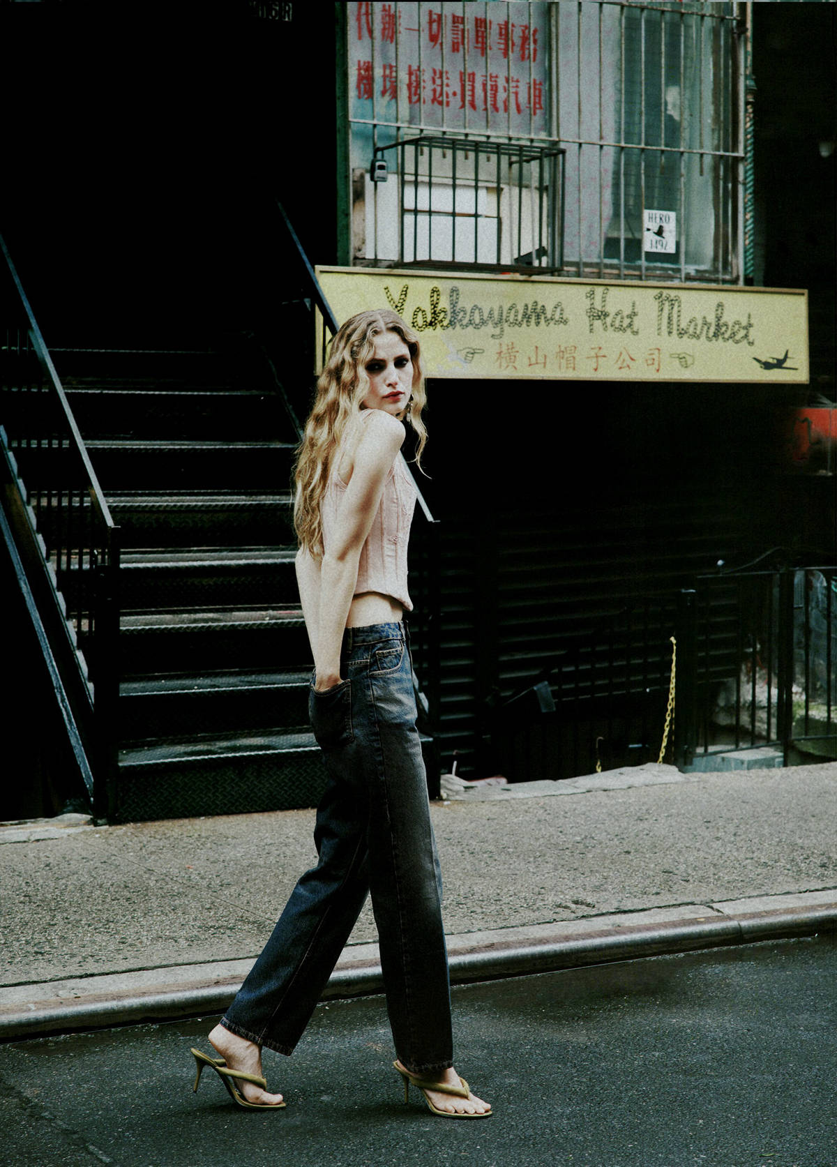 Straight distressed-effect jeans — Dark Vintage Blue