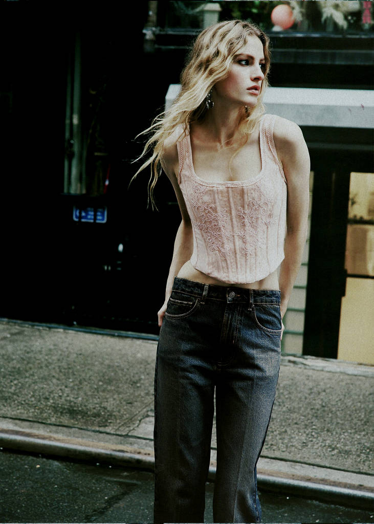 Worn effect straight fit jeans — Dark Vintage Blue