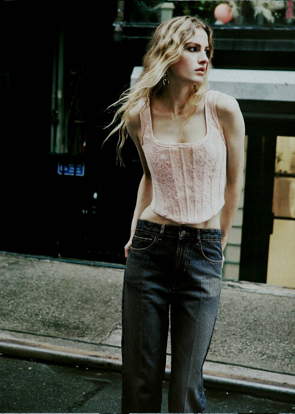 Straight distressed-effect jeans — Dark Vintage Blue