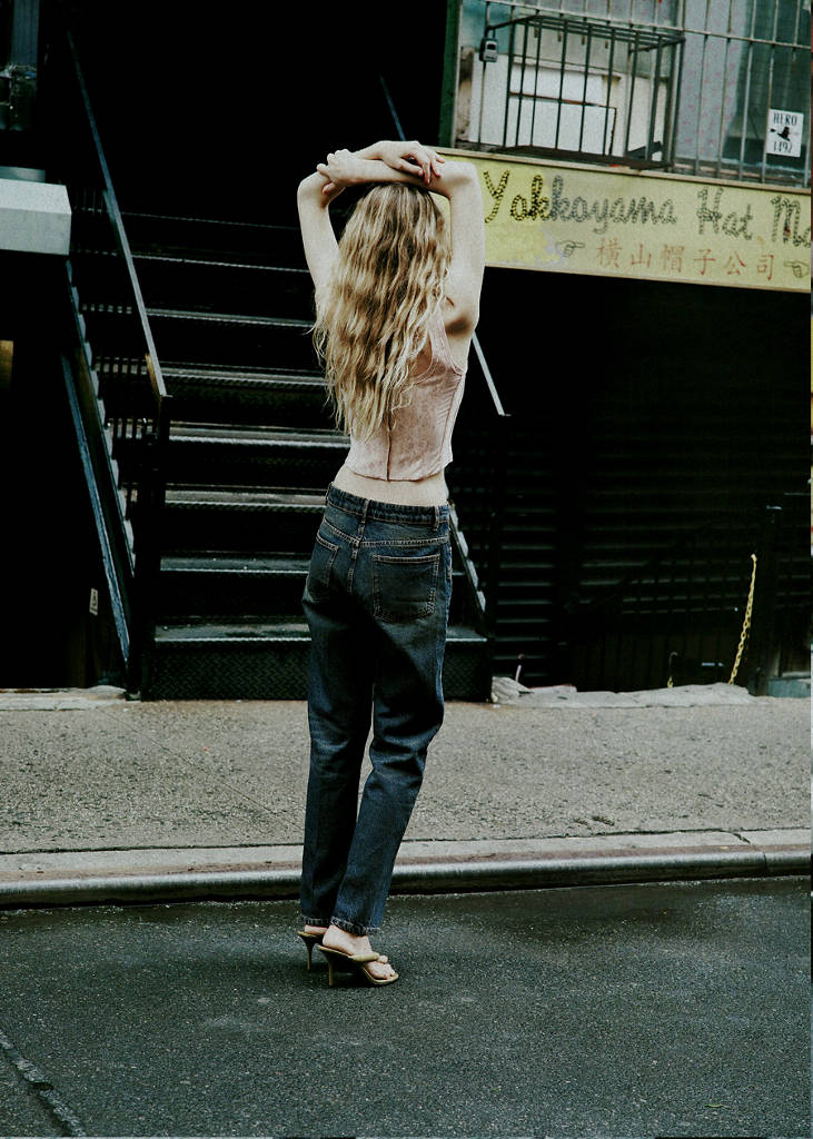 Worn effect straight fit jeans — Dark Vintage Blue