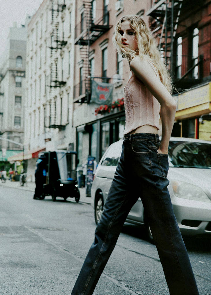 Worn effect straight fit jeans — Dark Vintage Blue