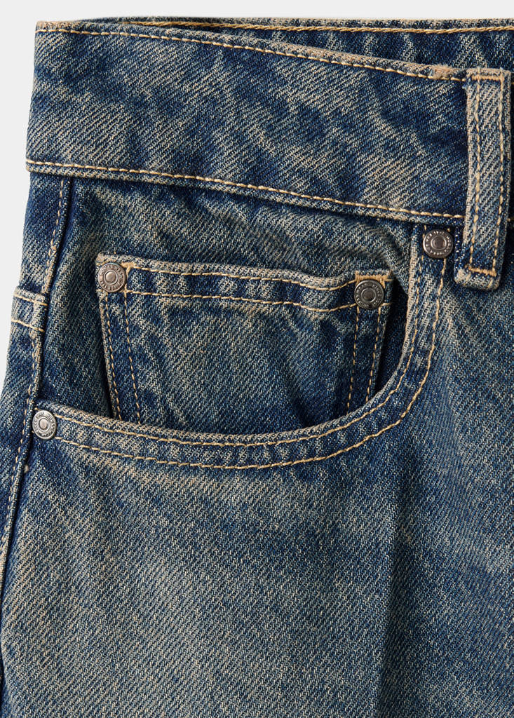 Worn effect straight fit jeans — Dark Vintage Blue