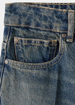 Straight distressed-effect jeans — Dark Vintage Blue 6