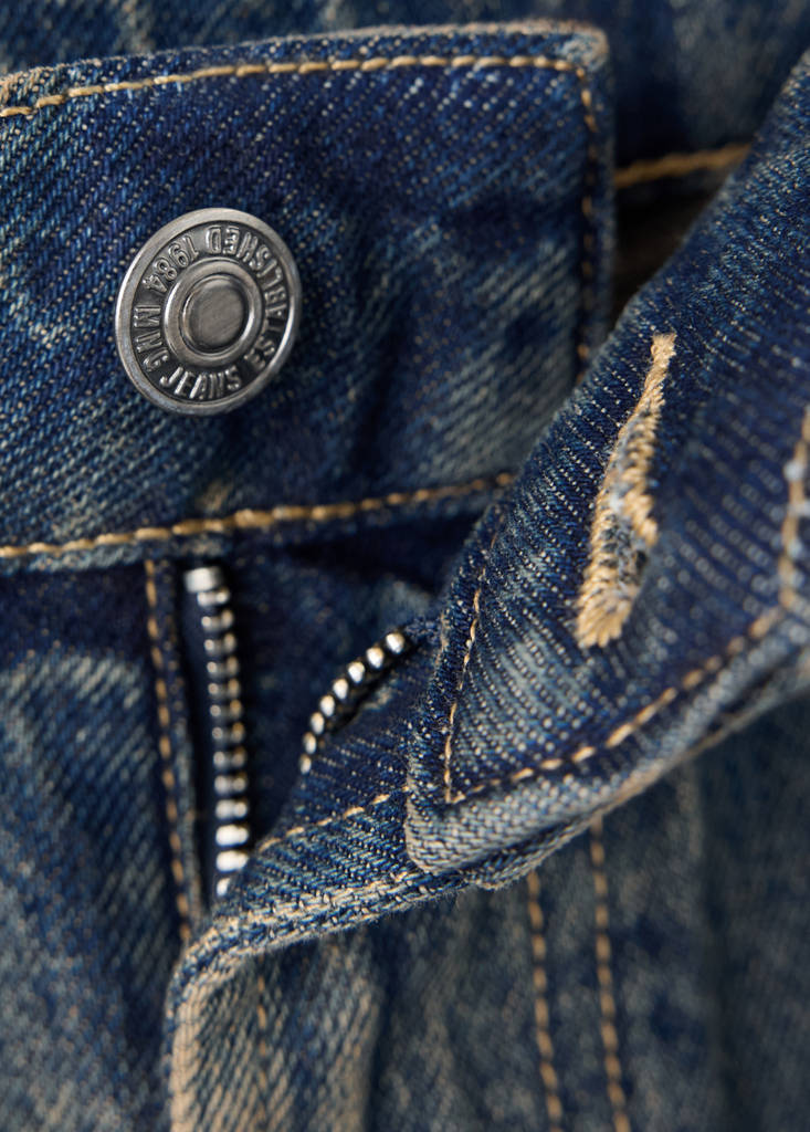 Worn effect straight fit jeans — Dark Vintage Blue