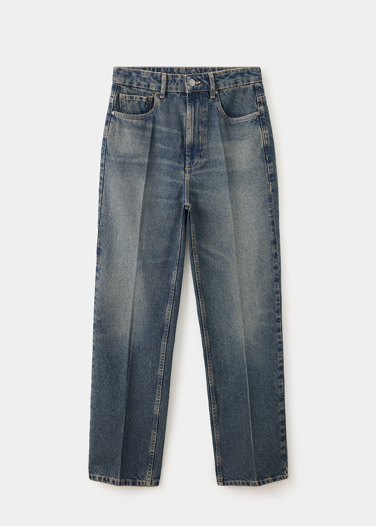 Straight distressed-effect jeans — Dark Vintage Blue