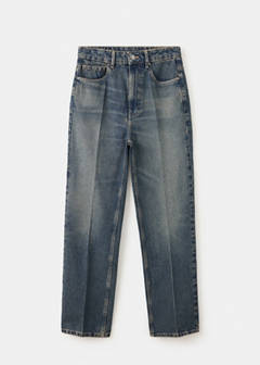 Straight distressed-effect jeans — Dark Vintage Blue 5