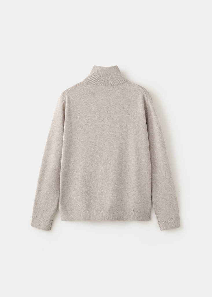 Knitted sweater with perkins neck — Medium Brown