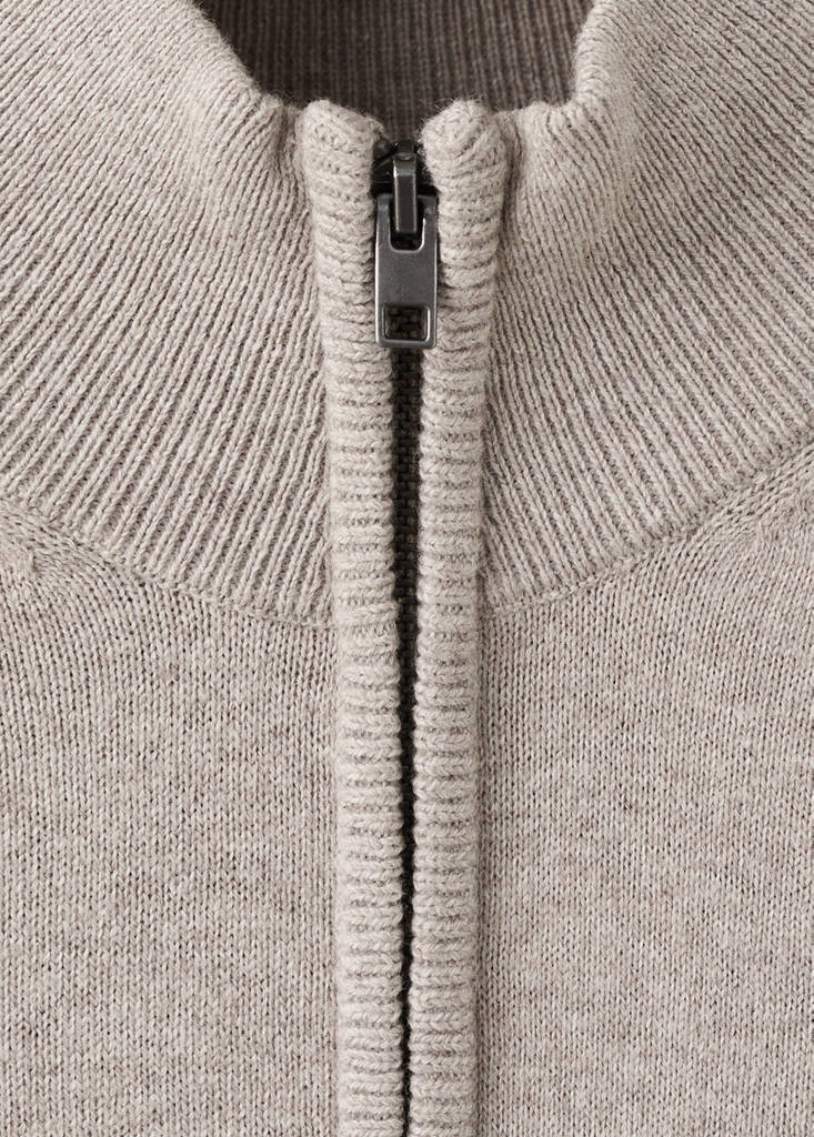 Knitted sweater with perkins neck — Medium Brown