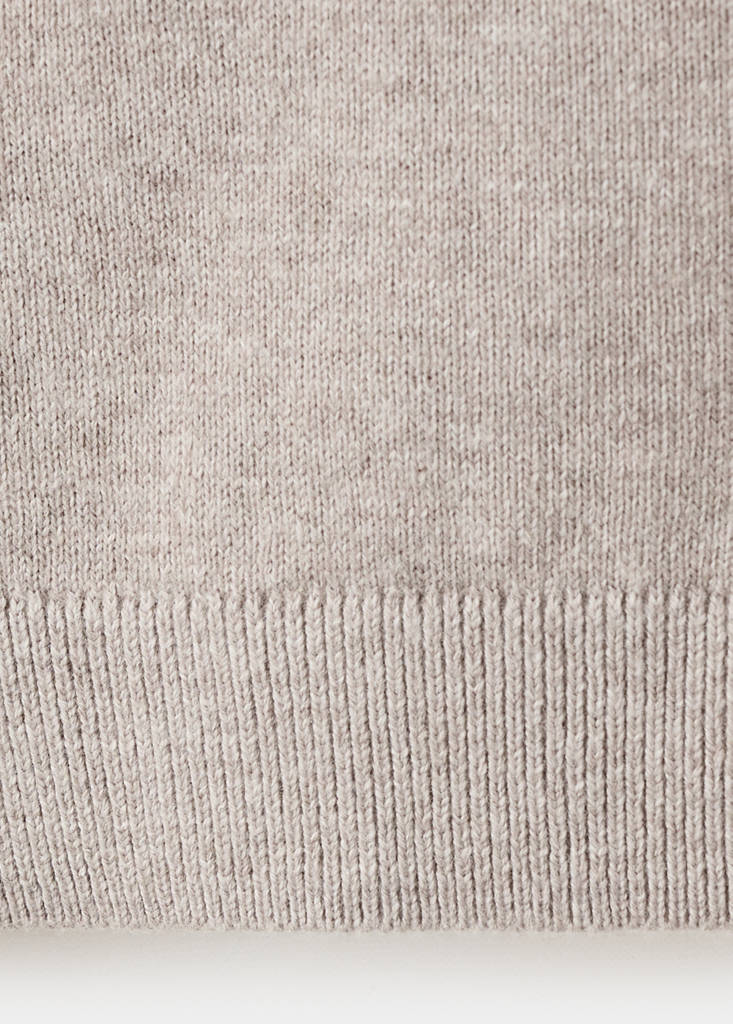 Knitted sweater with perkins neck — Medium Brown