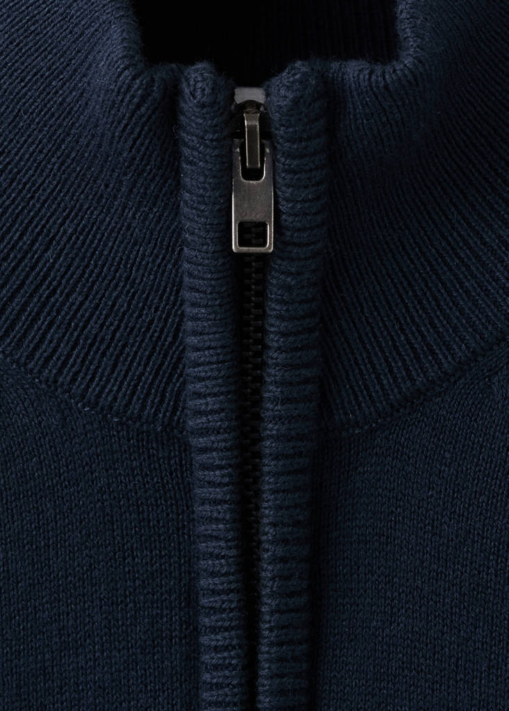 Knitted sweater with perkins neck — Navy