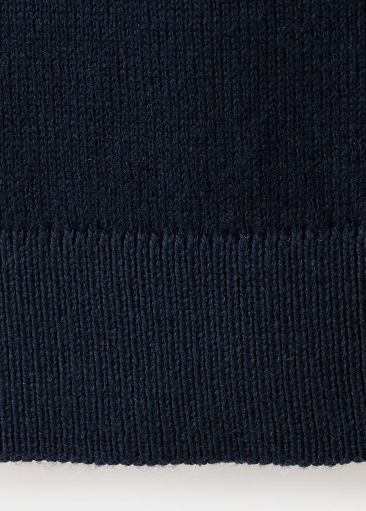Knitted sweater with perkins neck — Navy