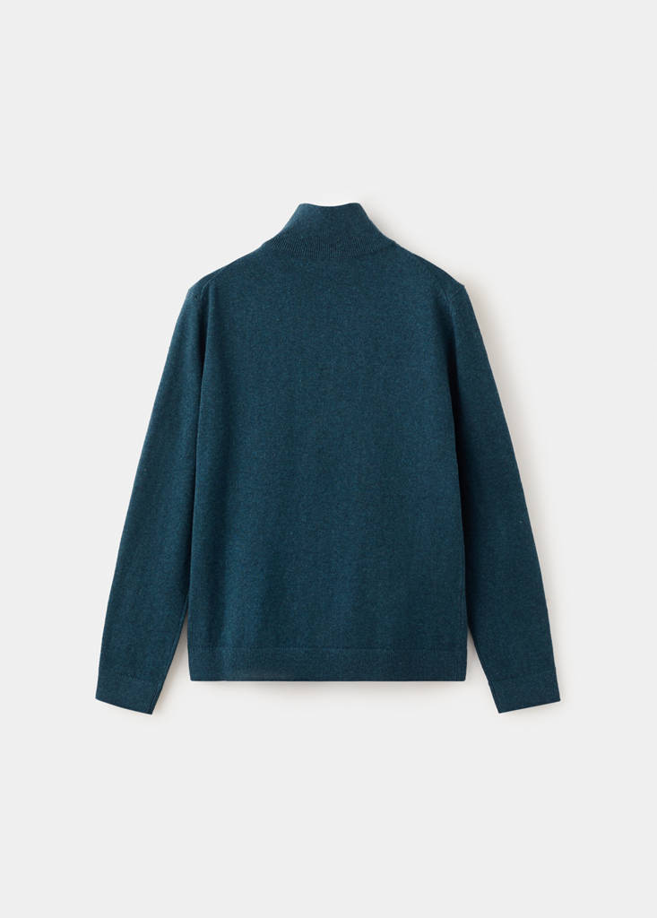 Knitted sweater with perkins neck — Prussian Blue