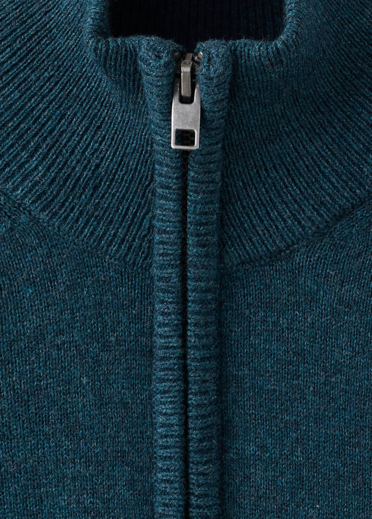 Knitted sweater with perkins neck — Prussian Blue