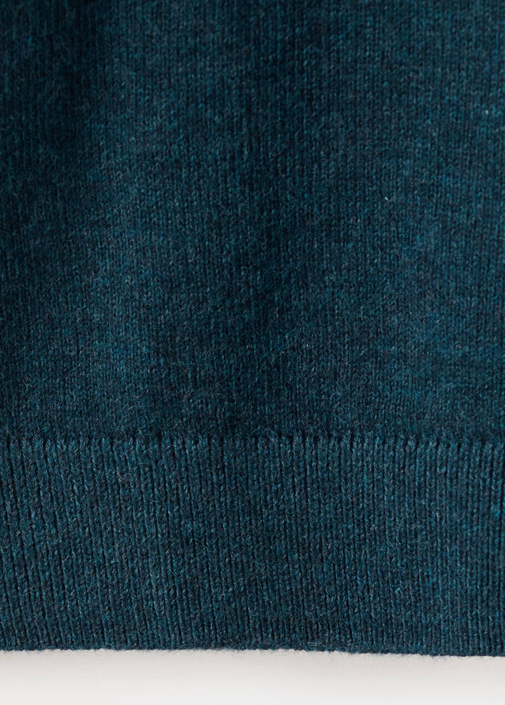 Knitted sweater with perkins neck — Prussian Blue